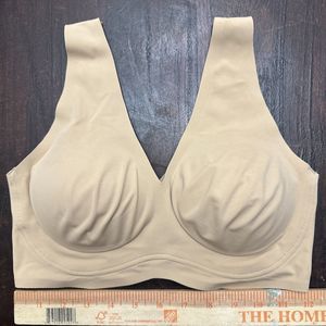 TRUE and CO Body Lift V Neck Padded Beige Wireless Bra Bralette Womens Sz M